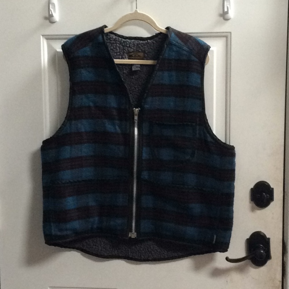 Y2K Quicksilver men’s green plaid wool vest Sz M
